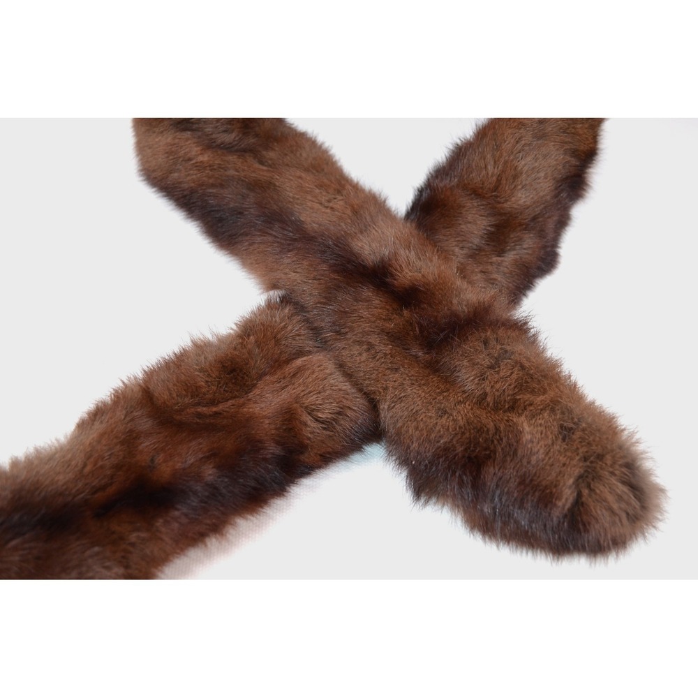 Barber West Dark Brown‎ Mink Fur Collar 43" x 4"  OSFA